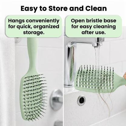 Vented Hair Brush - Soft Bristle Detangler for Faster Blow Drying