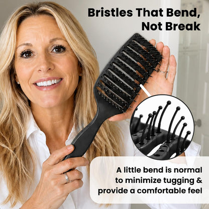 Vented Hair Brush - Soft Bristle Detangler for Faster Blow Drying