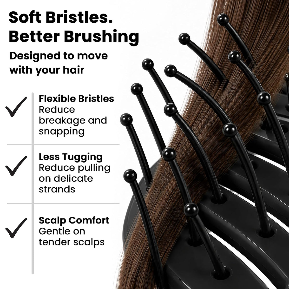 Vented Hair Brush - Soft Bristle Detangler for Faster Blow Drying