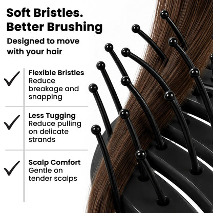 Vented Hair Brush - Soft Bristle Detangler for Faster Blow Drying