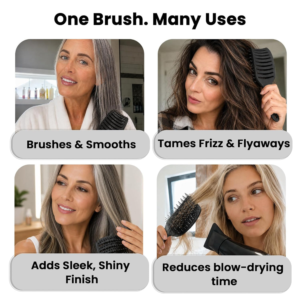 Vented Hair Brush - Soft Bristle Detangler for Faster Blow Drying