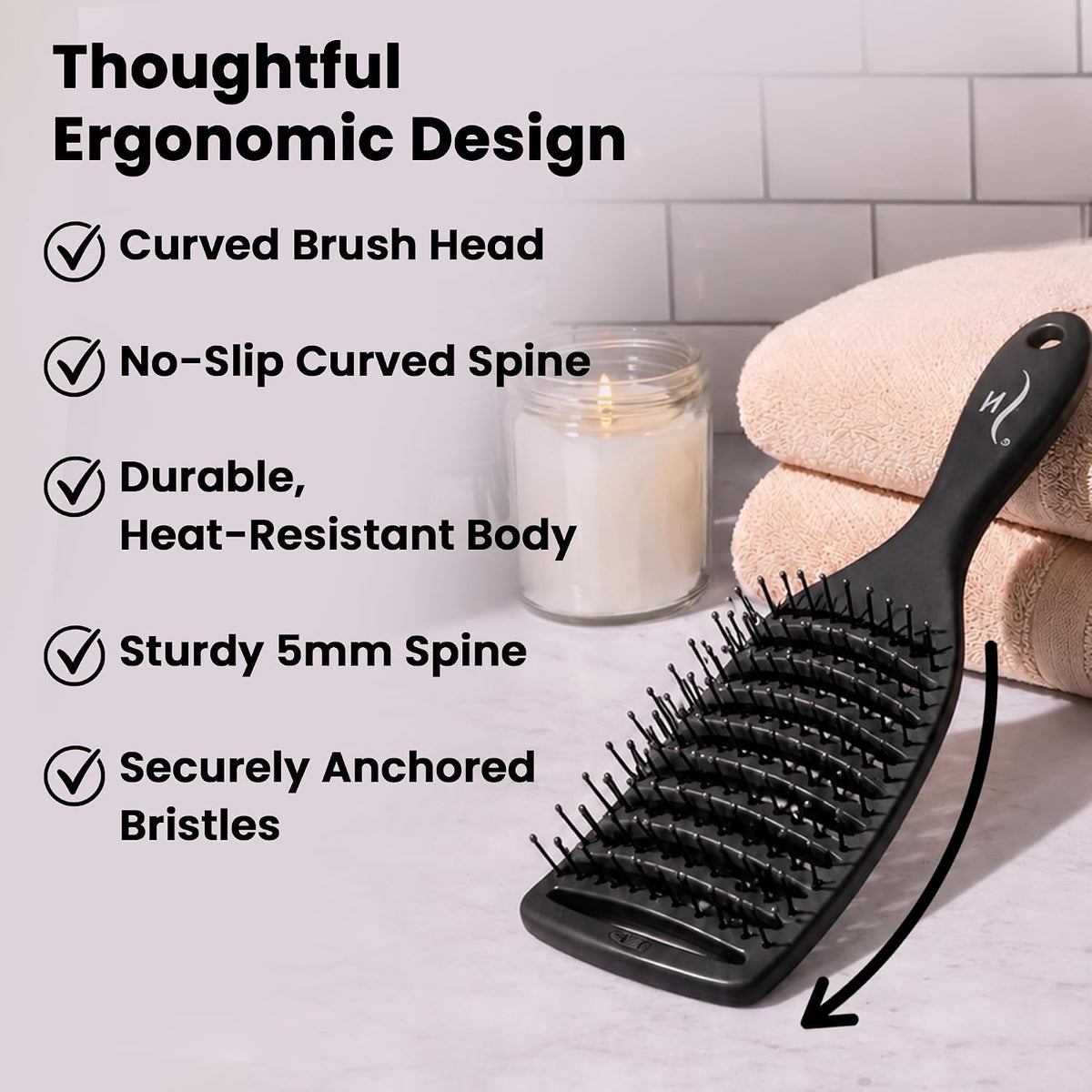 Vented Hair Brush - Soft Bristle Detangler for Faster Blow Drying