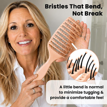 Vented Hair Brush - Soft Bristle Detangler for Faster Blow Drying