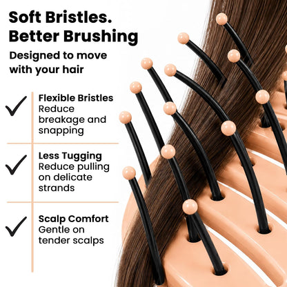 Vented Hair Brush - Soft Bristle Detangler for Faster Blow Drying