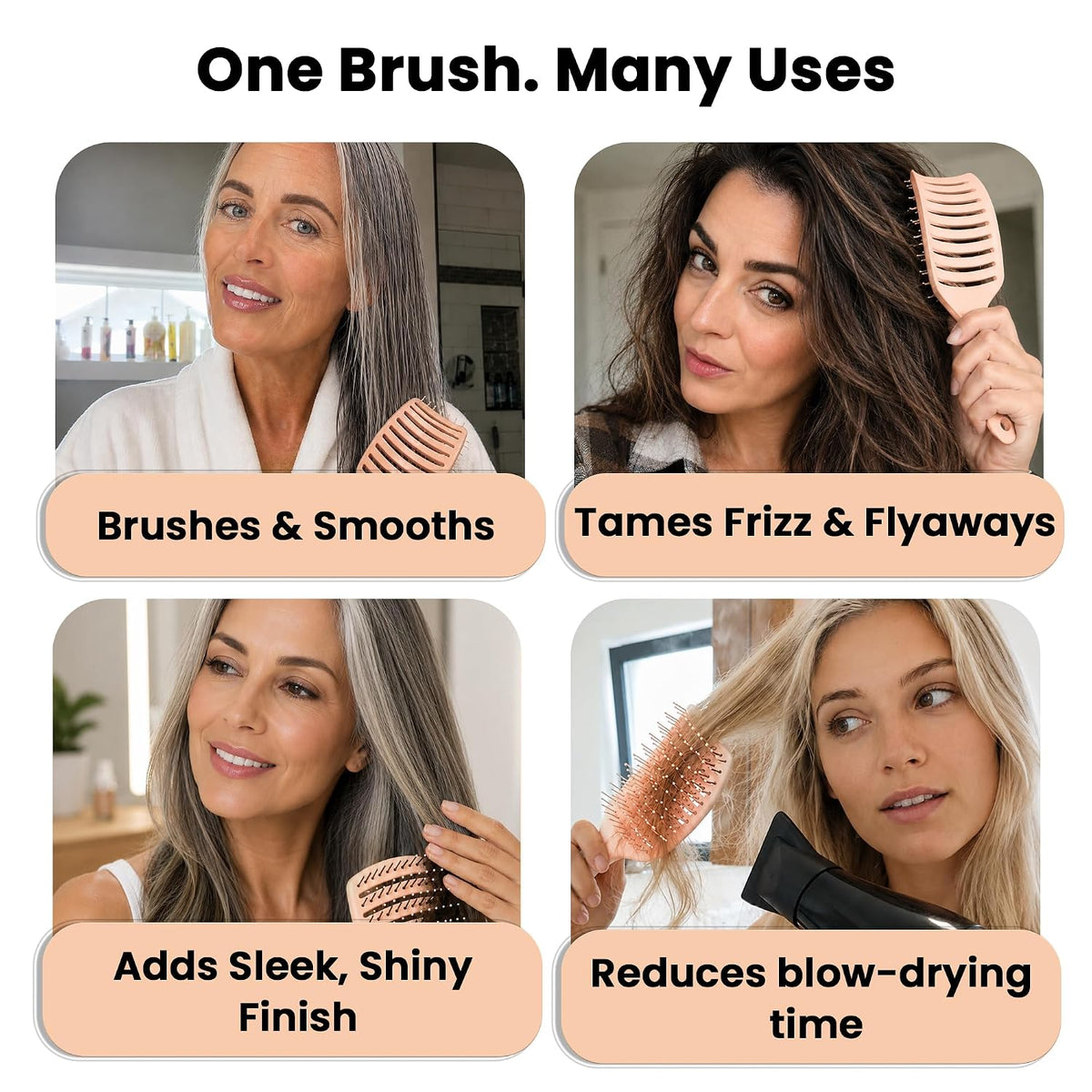 Vented Hair Brush - Soft Bristle Detangler for Faster Blow Drying