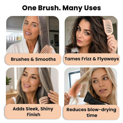 Vented Hair Brush - Soft Bristle Detangler for Faster Blow Drying