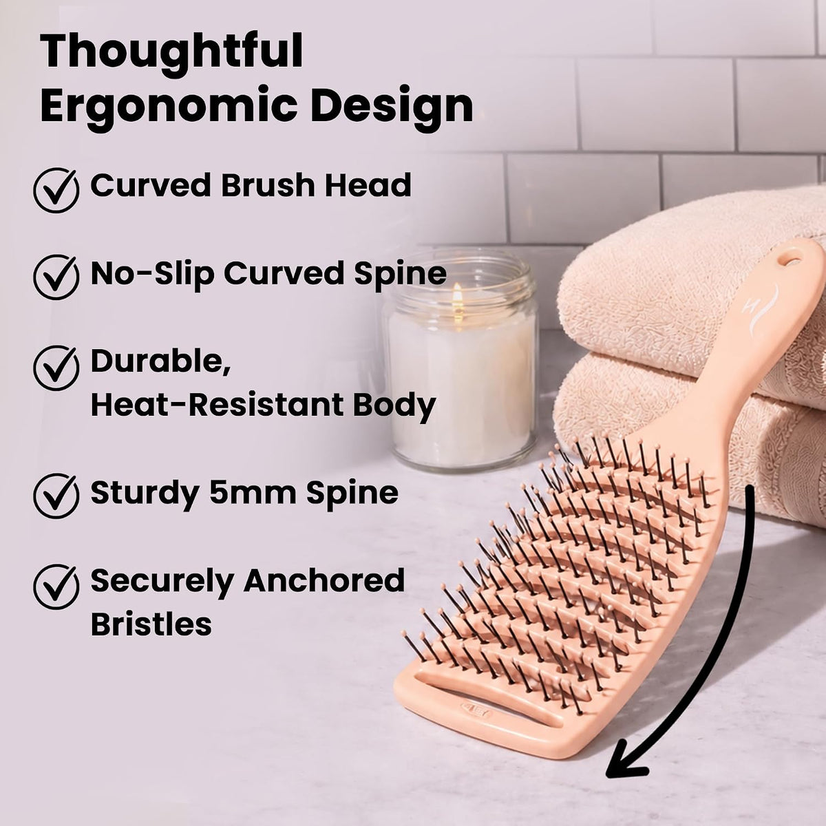 Vented Hair Brush - Soft Bristle Detangler for Faster Blow Drying