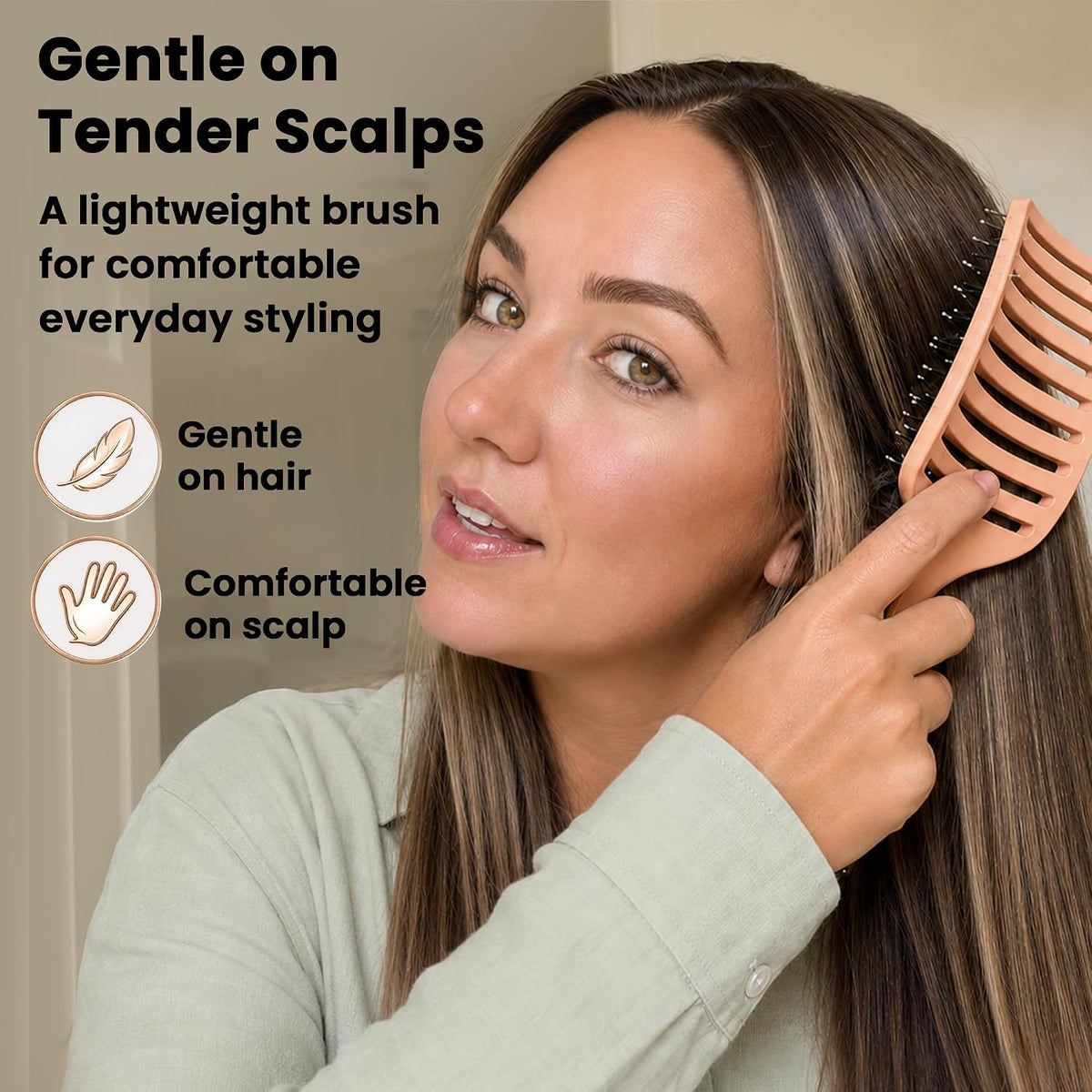 Vented Hair Brush - Soft Bristle Detangler for Faster Blow Drying