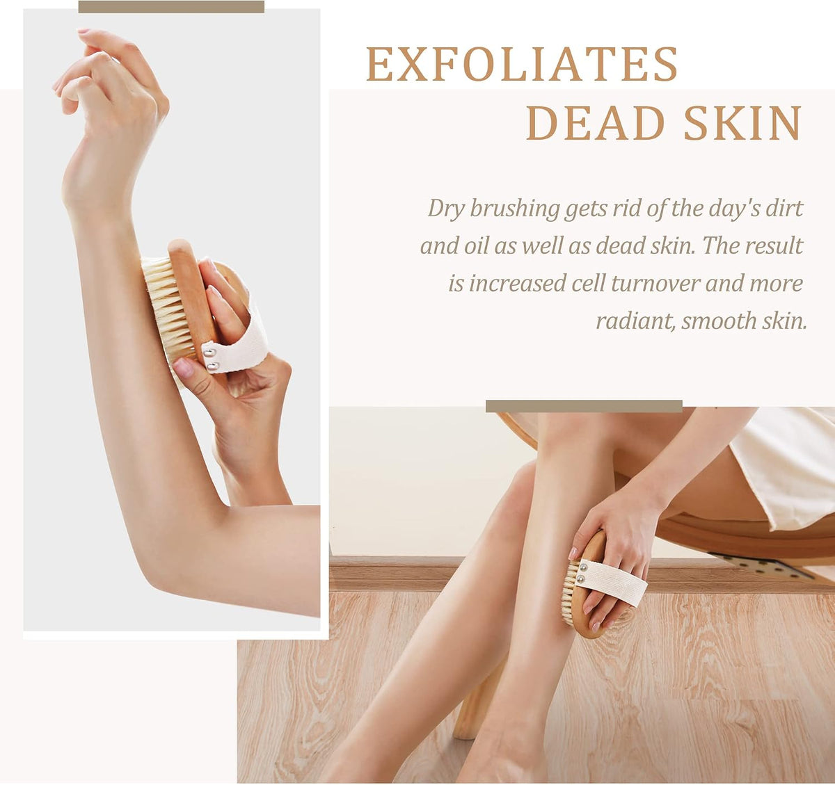 Dry Brush, Body Exfoliating Scrubber, Bath Shower Brushes for Improve Circulation, Cellulite and Lymphatic Remover