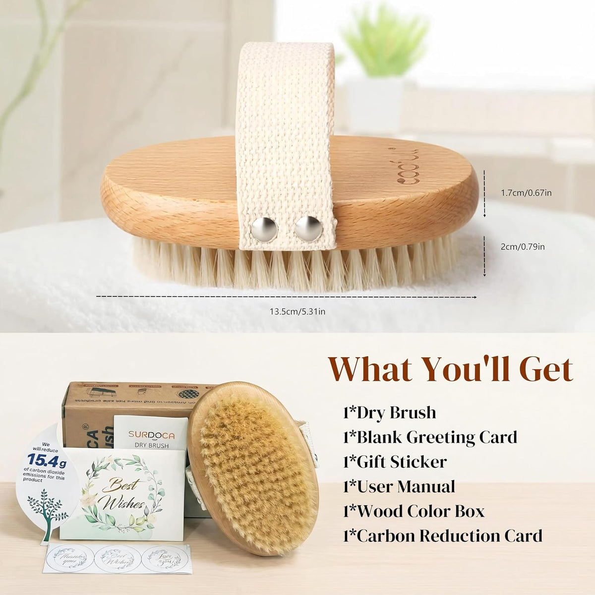 Dry Brush, Body Exfoliating Scrubber, Bath Shower Brushes for Improve Circulation, Cellulite and Lymphatic Remover
