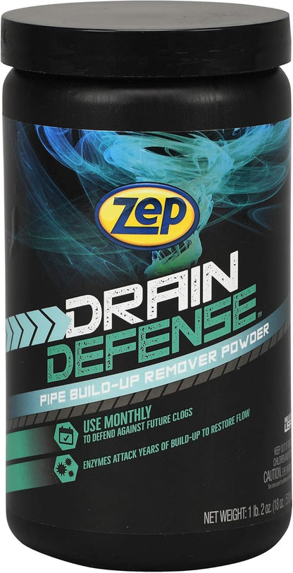 Drain Defense Enzymatic Drain Cleaner Powder - 18 Ounces - ZDC16 - Safe for Pipes and Septic Systems, white