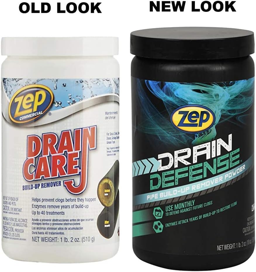 Drain Defense Enzymatic Drain Cleaner Powder - 18 Ounces - ZDC16 - Safe for Pipes and Septic Systems, white