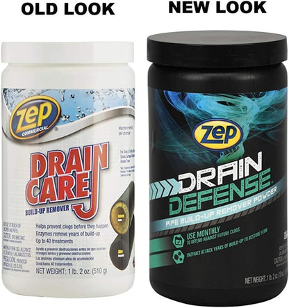 Drain Defense Enzymatic Drain Cleaner Powder - 18 Ounces - ZDC16 - Safe for Pipes and Septic Systems, white
