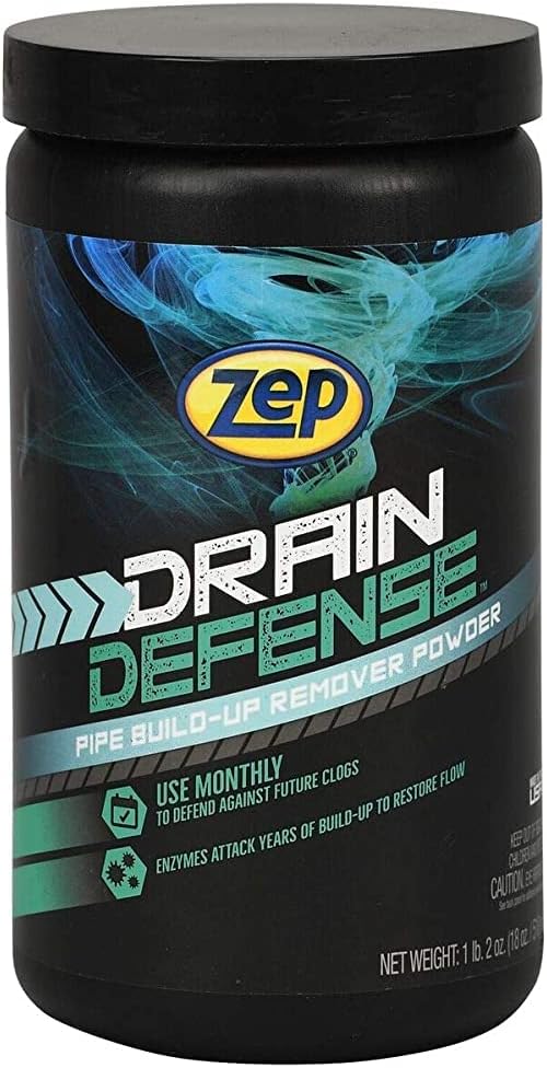 Drain Defense Enzymatic Drain Cleaner Powder - 18 Ounces - ZDC16 - Safe for Pipes and Septic Systems, white