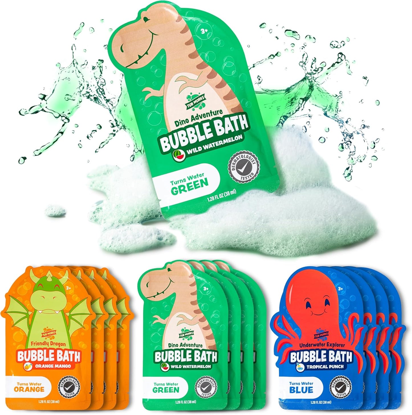® Magical Kids Bubble Bath, Variety 12 Pack | Creates Colorful Water & Tons of Bath Bubbles | Nontoxic | Character-Themed Bubble Bath for Kids | Green, Blue & Orange Bath Colors