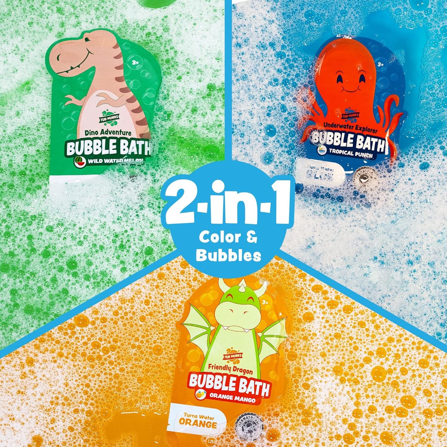 ® Magical Kids Bubble Bath, Variety 12 Pack | Creates Colorful Water & Tons of Bath Bubbles | Nontoxic | Character-Themed Bubble Bath for Kids | Green, Blue & Orange Bath Colors
