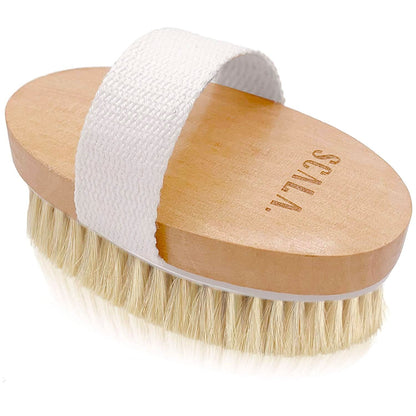 Body Brush Natural Bristle, Dry Brushing Exfoliator for Dead Skin