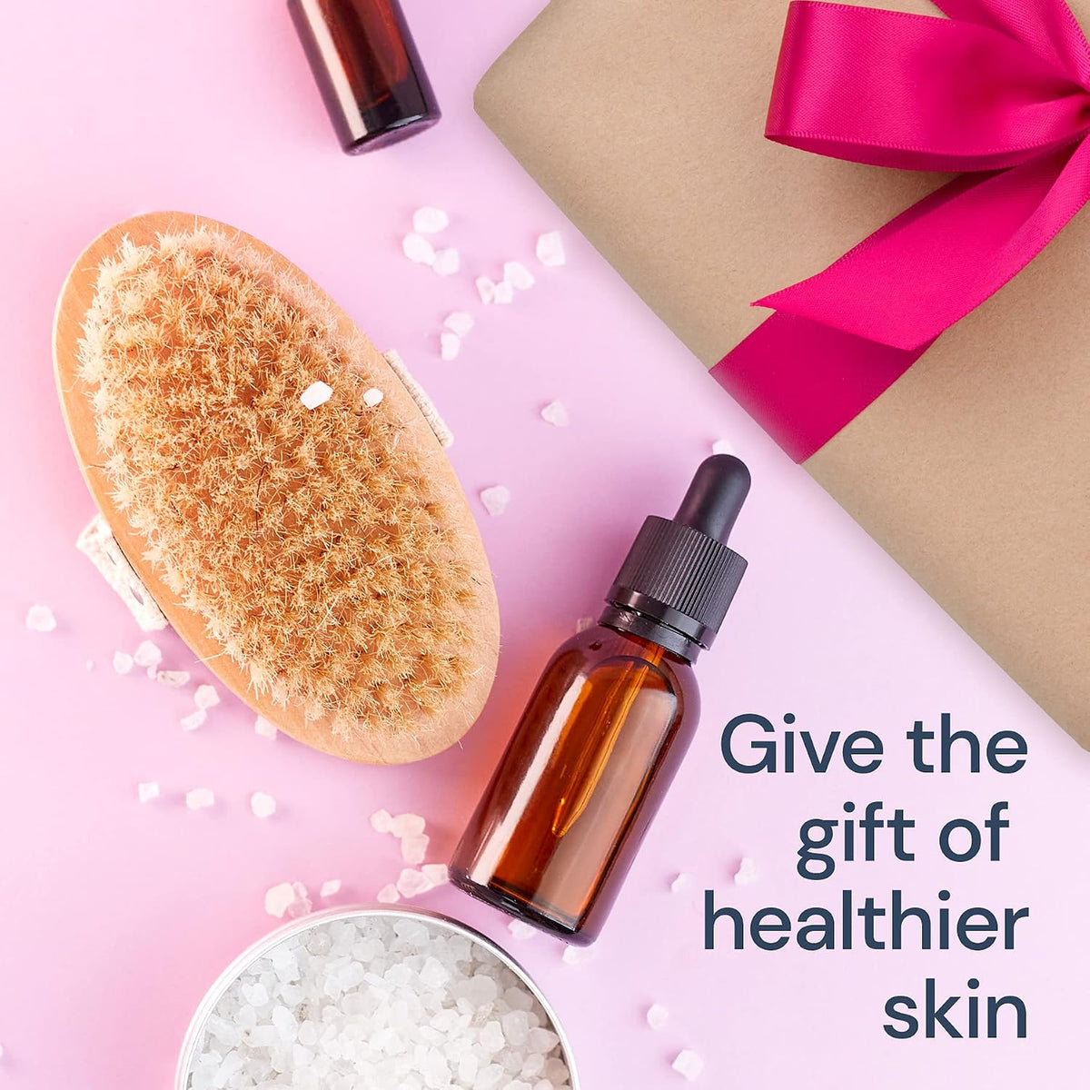 Body Brush Natural Bristle, Dry Brushing Exfoliator for Dead Skin