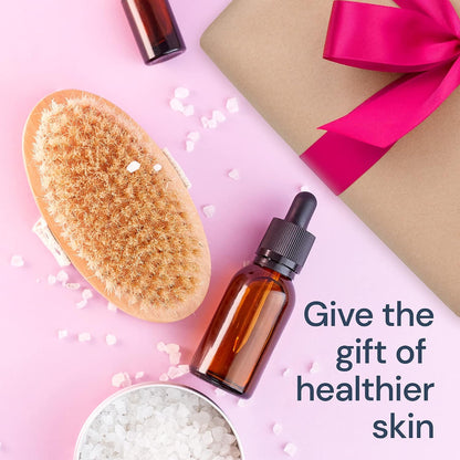 Body Brush Natural Bristle, Dry Brushing Exfoliator for Dead Skin