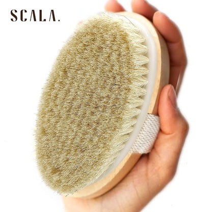 Body Brush Natural Bristle, Dry Brushing Exfoliator for Dead Skin