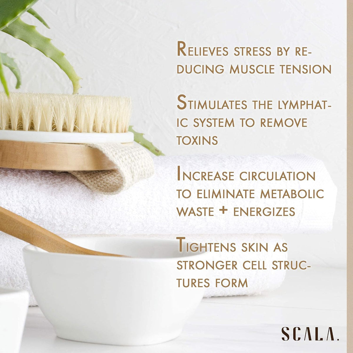 Body Brush Natural Bristle, Dry Brushing Exfoliator for Dead Skin