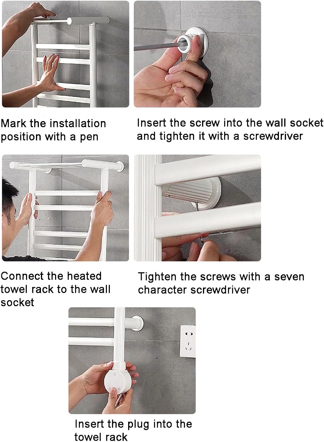 Wall Mounted Towel Warmer Rack, 8 Bars Heated Towel Warmer Rack with Intelligent Digital Display,Built-in Smart Timer,104℉-149℉, with Top Shelf for Bathroom (White)