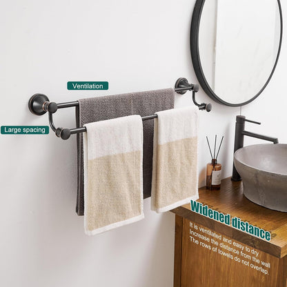 Adjustable Retractable 15-27 Inches Stainless Steel Bathroom Towel Bar, Bathroom Accessories Bath Hotel Double Towel Bar Rod Hanger Wall Mounted Towel Holder Towel Rack, Oil Rubbed Bronze