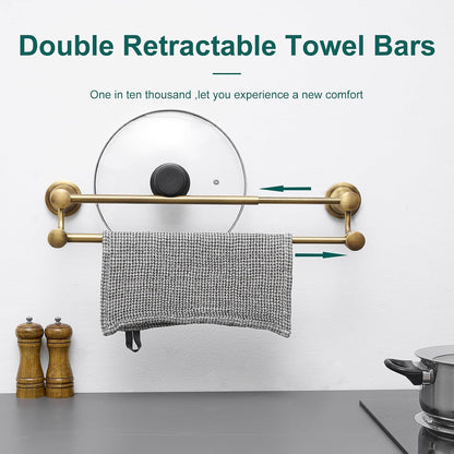 Adjustable Retractable 15-27 Inches Stainless Steel Bathroom Towel Bar, Bathroom Accessories Bath Hotel Double Towel Bar Rod Hanger Wall Mounted Towel Holder Towel Rack, Oil Rubbed Bronze