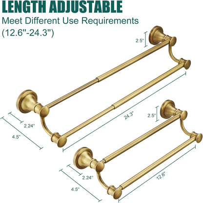 Adjustable Retractable 15-27 Inches Stainless Steel Bathroom Towel Bar, Bathroom Accessories Bath Hotel Double Towel Bar Rod Hanger Wall Mounted Towel Holder Towel Rack, Oil Rubbed Bronze