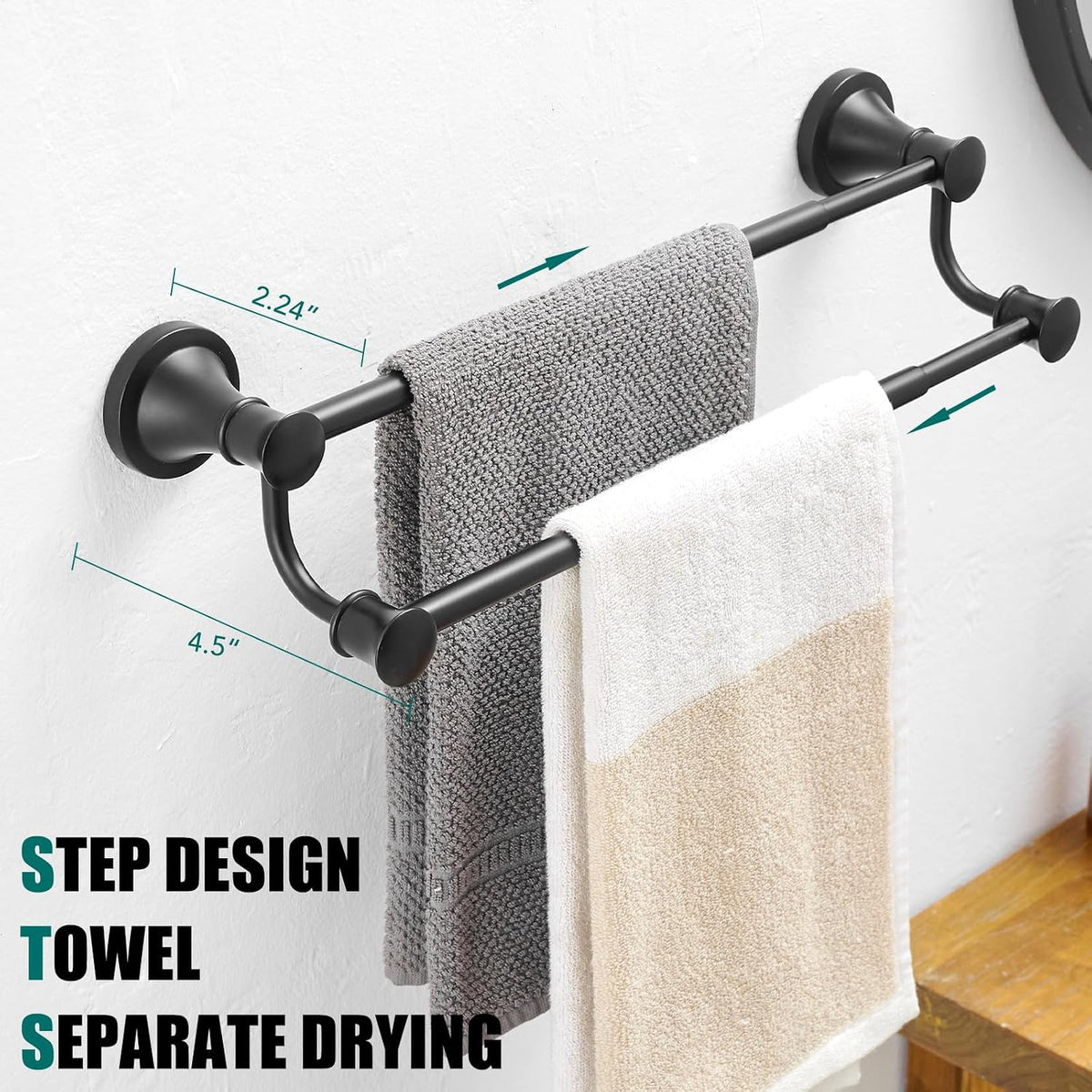 Adjustable Retractable 15-27 Inches Stainless Steel Bathroom Towel Bar, Bathroom Accessories Bath Hotel Double Towel Bar Rod Hanger Wall Mounted Towel Holder Towel Rack, Oil Rubbed Bronze