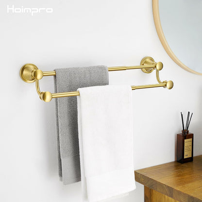 Adjustable Retractable 15-27 Inches Stainless Steel Bathroom Towel Bar, Bathroom Accessories Bath Hotel Double Towel Bar Rod Hanger Wall Mounted Towel Holder Towel Rack, Oil Rubbed Bronze