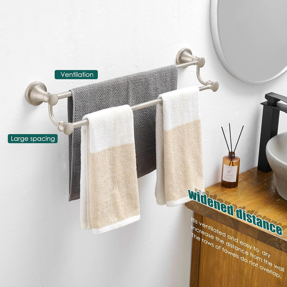 Adjustable Retractable 15-27 Inches Stainless Steel Bathroom Towel Bar, Bathroom Accessories Bath Hotel Double Towel Bar Rod Hanger Wall Mounted Towel Holder Towel Rack, Oil Rubbed Bronze