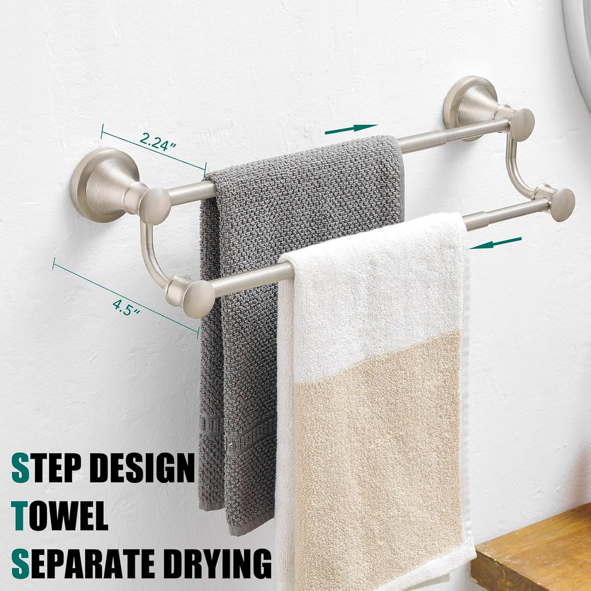 Adjustable Retractable 15-27 Inches Stainless Steel Bathroom Towel Bar, Bathroom Accessories Bath Hotel Double Towel Bar Rod Hanger Wall Mounted Towel Holder Towel Rack, Oil Rubbed Bronze