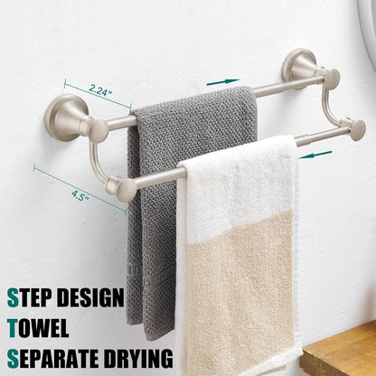 Adjustable Retractable 15-27 Inches Stainless Steel Bathroom Towel Bar, Bathroom Accessories Bath Hotel Double Towel Bar Rod Hanger Wall Mounted Towel Holder Towel Rack, Oil Rubbed Bronze