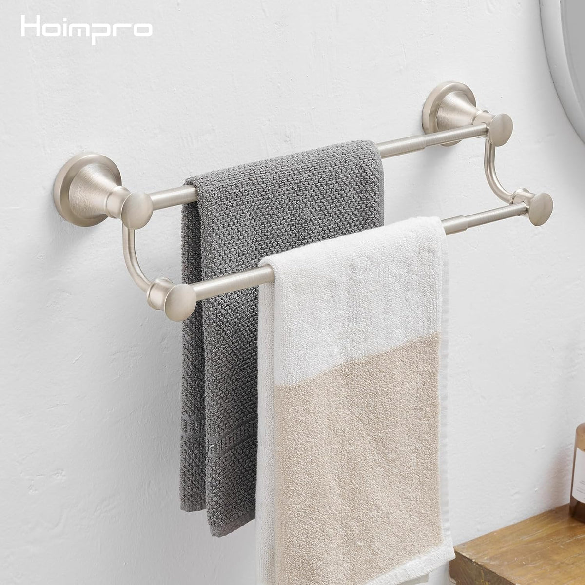 Adjustable Retractable 15-27 Inches Stainless Steel Bathroom Towel Bar, Bathroom Accessories Bath Hotel Double Towel Bar Rod Hanger Wall Mounted Towel Holder Towel Rack, Oil Rubbed Bronze