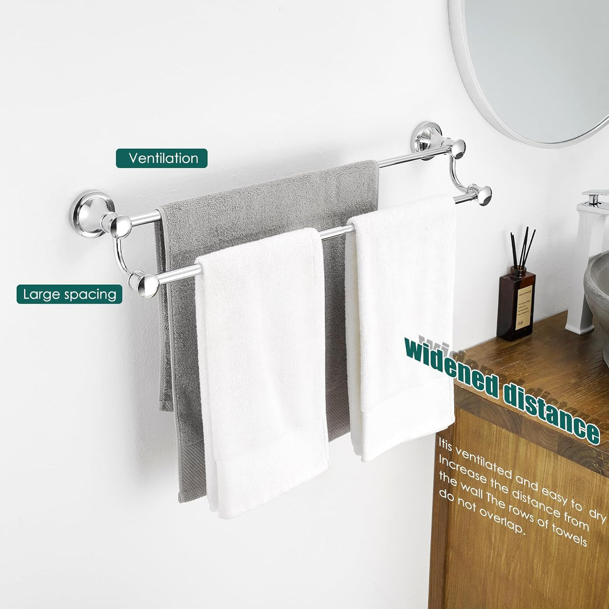 Adjustable Retractable 15-27 Inches Stainless Steel Bathroom Towel Bar, Bathroom Accessories Bath Hotel Double Towel Bar Rod Hanger Wall Mounted Towel Holder Towel Rack, Oil Rubbed Bronze