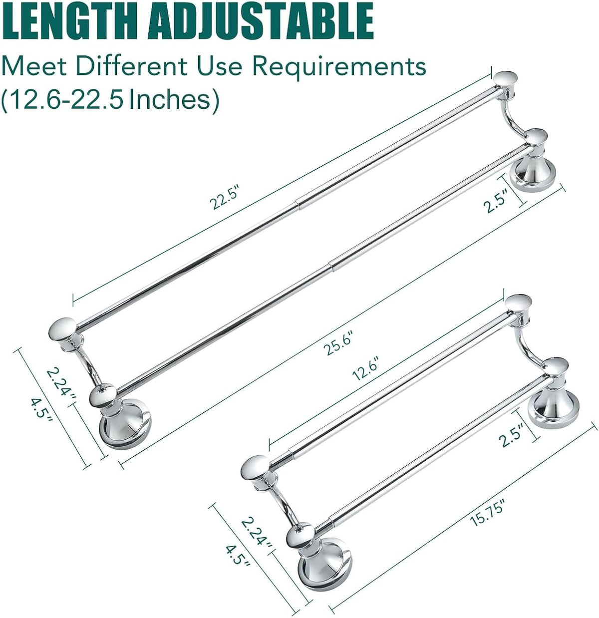 Adjustable Retractable 15-27 Inches Stainless Steel Bathroom Towel Bar, Bathroom Accessories Bath Hotel Double Towel Bar Rod Hanger Wall Mounted Towel Holder Towel Rack, Oil Rubbed Bronze