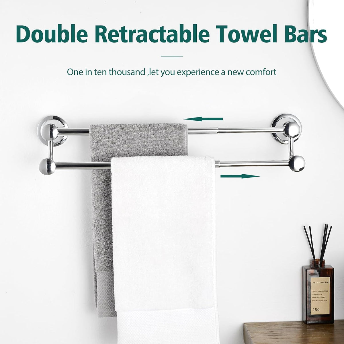 Adjustable Retractable 15-27 Inches Stainless Steel Bathroom Towel Bar, Bathroom Accessories Bath Hotel Double Towel Bar Rod Hanger Wall Mounted Towel Holder Towel Rack, Oil Rubbed Bronze