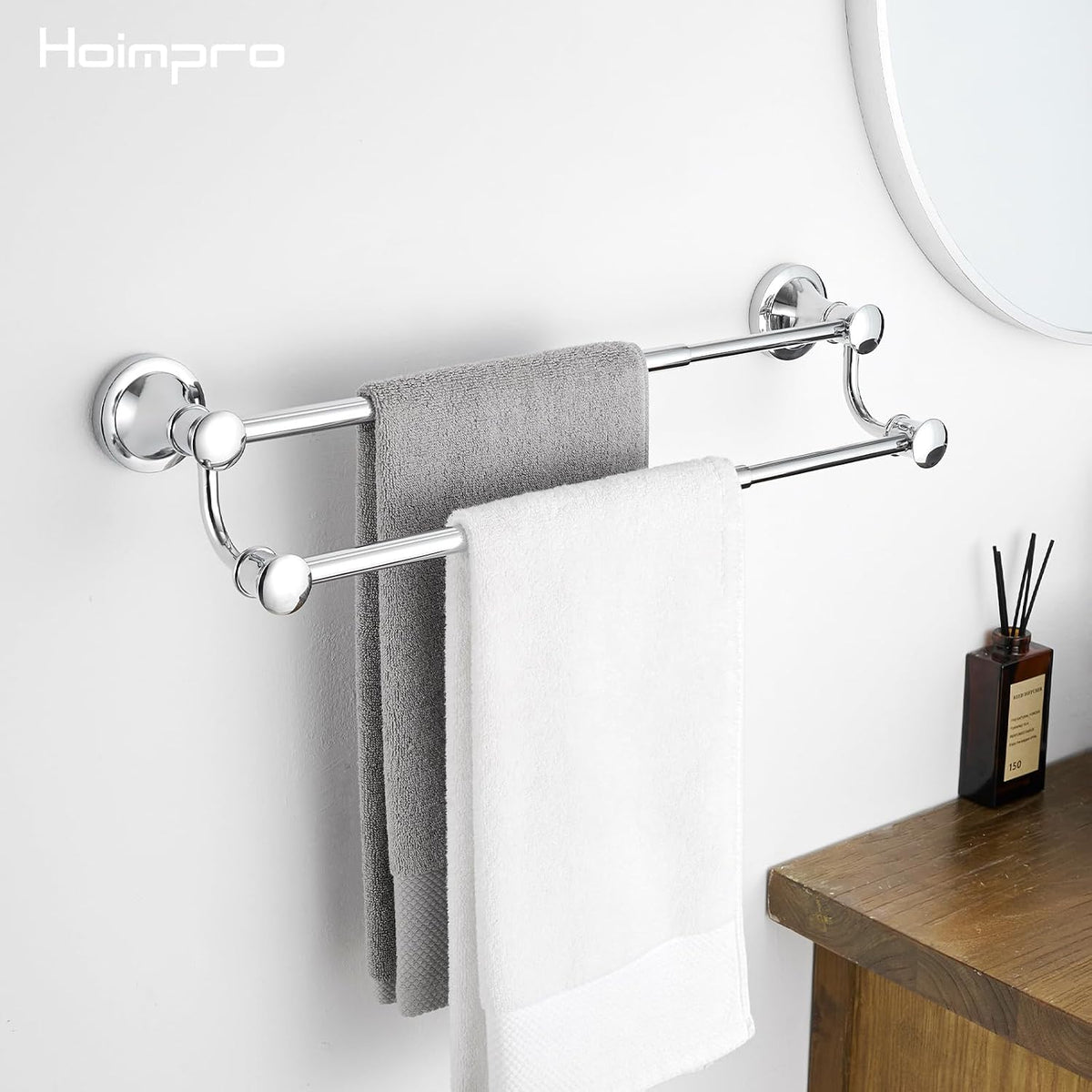 Adjustable Retractable 15-27 Inches Stainless Steel Bathroom Towel Bar, Bathroom Accessories Bath Hotel Double Towel Bar Rod Hanger Wall Mounted Towel Holder Towel Rack, Oil Rubbed Bronze