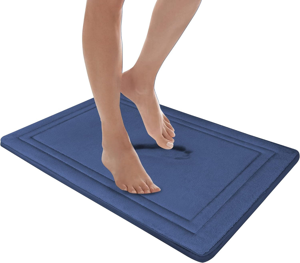 Quick Drying Memory Foam Framed Bath Mat with GripTex Skid-Resistant Base, 17x24, Linen