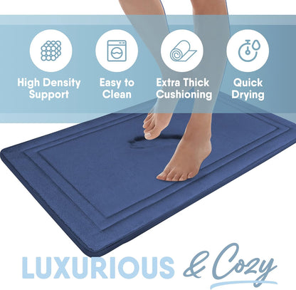 Quick Drying Memory Foam Framed Bath Mat with GripTex Skid-Resistant Base, 17x24, Linen