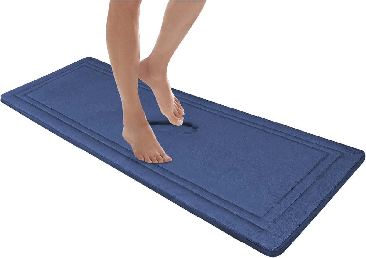 Quick Drying Memory Foam Framed Bath Mat with GripTex Skid-Resistant Base, 17x24, Linen