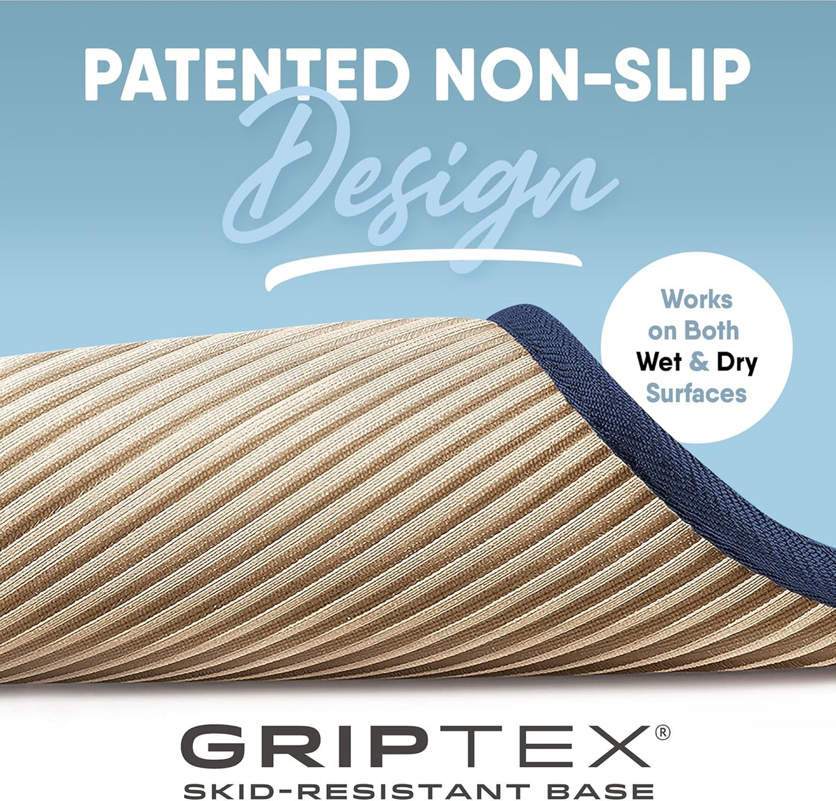 Quick Drying Memory Foam Framed Bath Mat with GripTex Skid-Resistant Base, 17x24, Linen