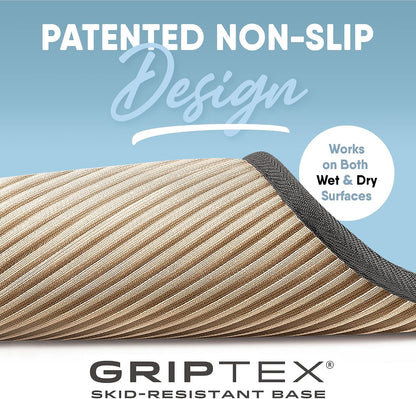 Quick Drying Memory Foam Framed Bath Mat with GripTex Skid-Resistant Base, 17x24, Linen