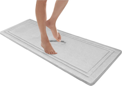 Quick Drying Memory Foam Framed Bath Mat with GripTex Skid-Resistant Base, 17x24, Linen