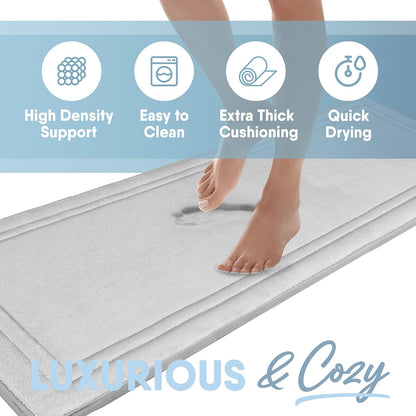 Quick Drying Memory Foam Framed Bath Mat with GripTex Skid-Resistant Base, 17x24, Linen
