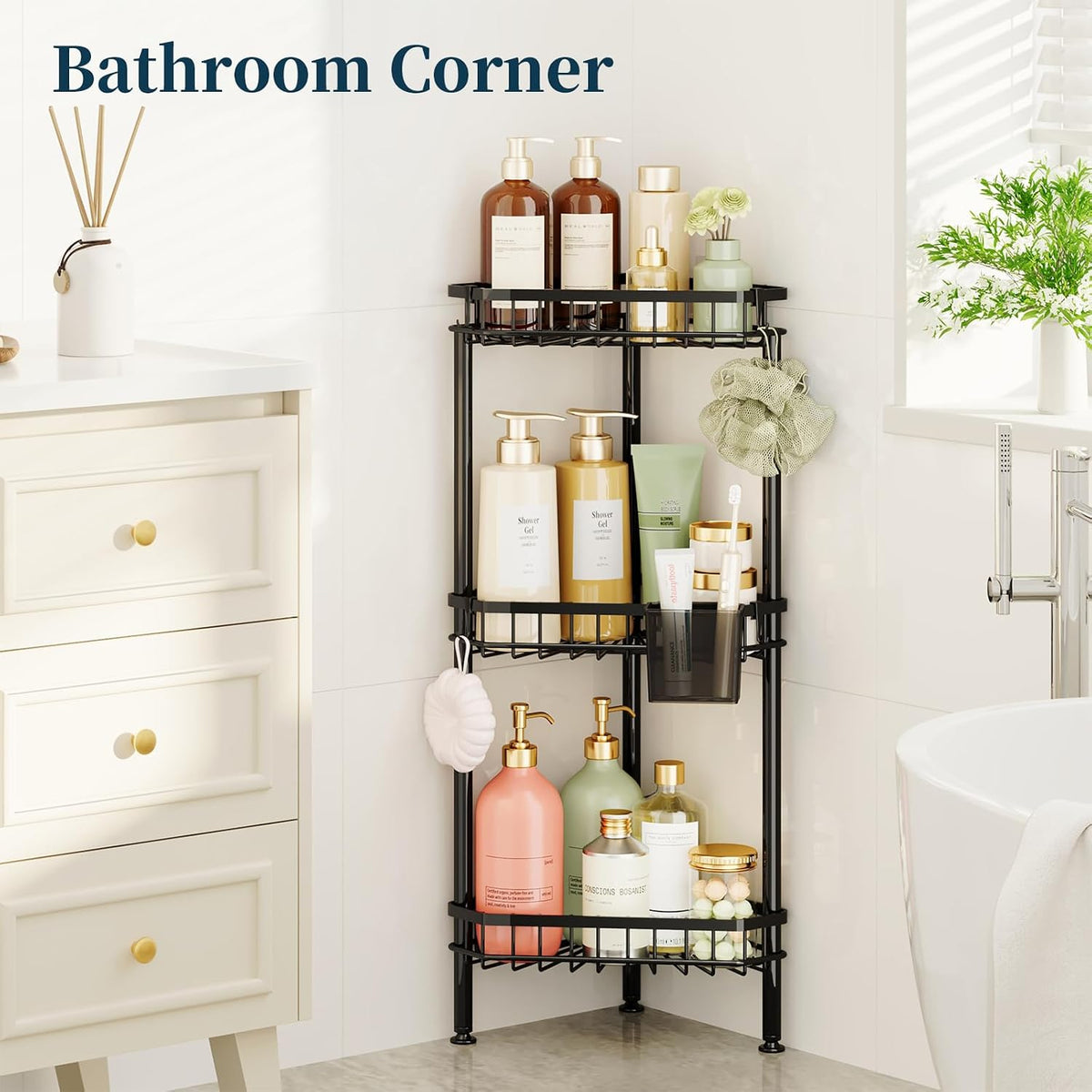 Corner Shower Caddy Stand - Rustproof Bathroom Organizer&Storage