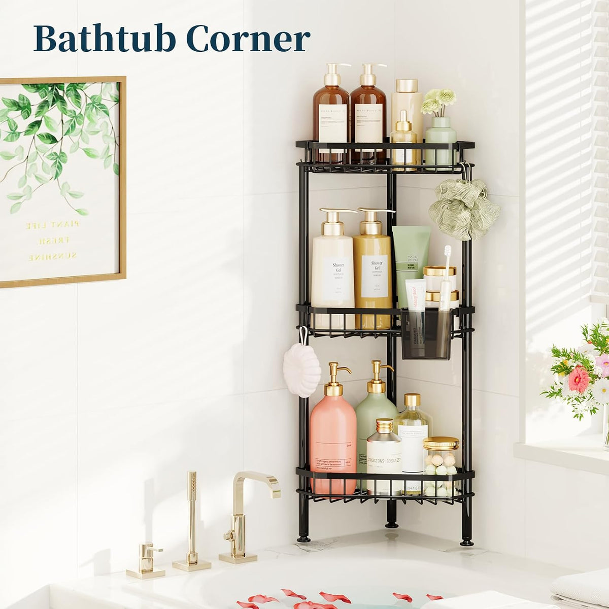 Corner Shower Caddy Stand - Rustproof Bathroom Organizer&Storage