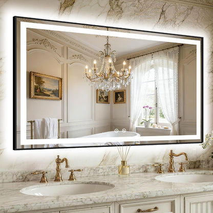 LED Bathroom Mirror with Lights, 30"x40" Black Framed Lighted Vanity Mirror