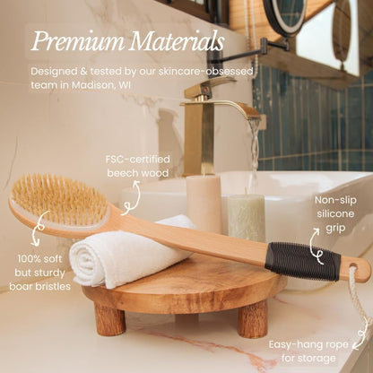 17" Extra Long Dry Body Brush - Medium Firmness Back Scrubber